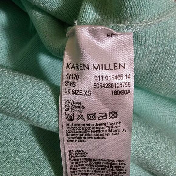 Karen Millen Light Mint Green Cropped 3/4 Sleeves Cardigan Sweater Size XS NWOT - Picture 5 of 6
